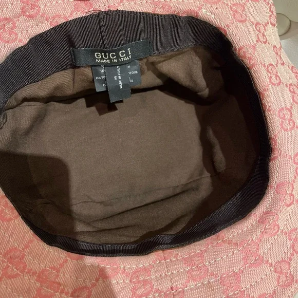 Gucci Pink Monogram Bucket Hat with Striped Band - Picture 3 of 4